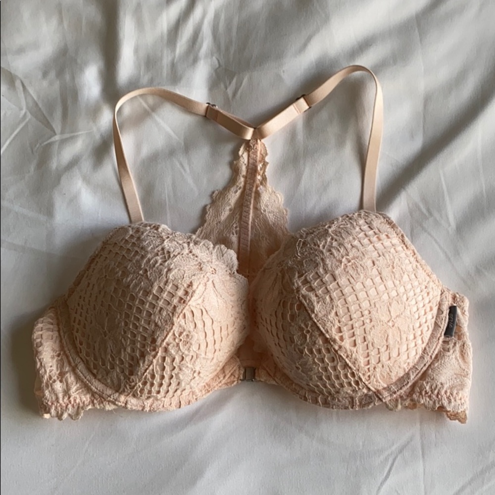 Lace racer back push up bra